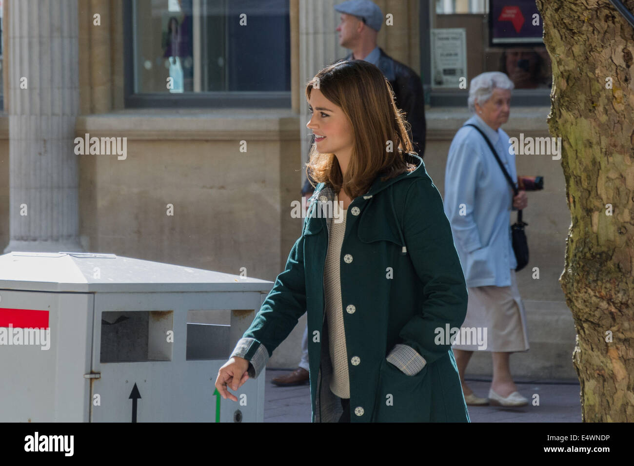 Cardiff, Wales, UK. 17th July, 2014. Jenna Coleman on the set of Doctor