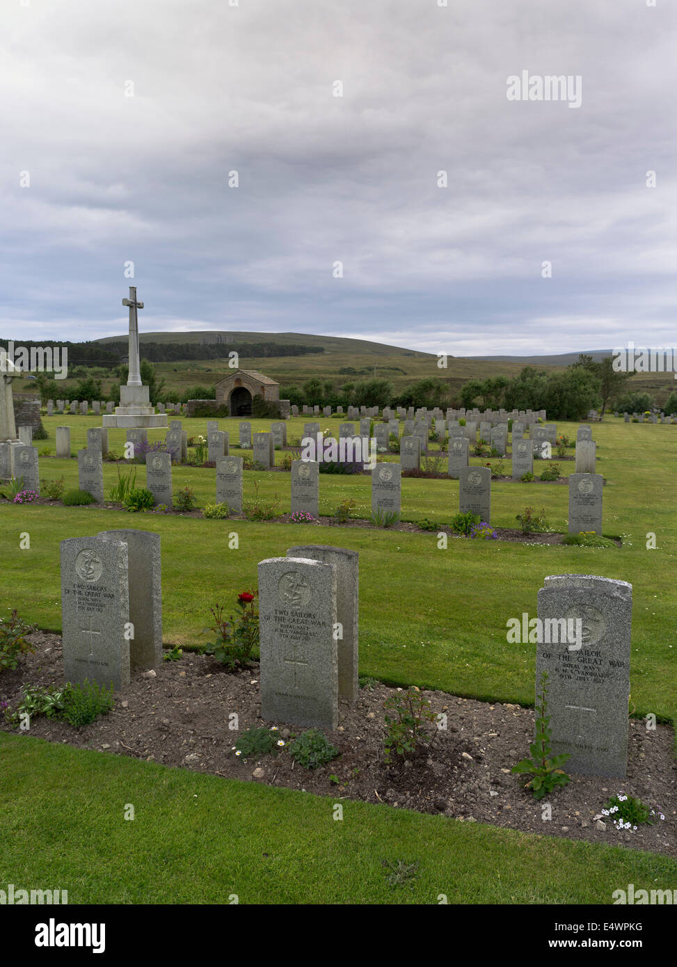 dh Lyness Naval Cemetery HOY ORKNEY Gravestones World war one graves navy military cemetery ww1 Stock Photo