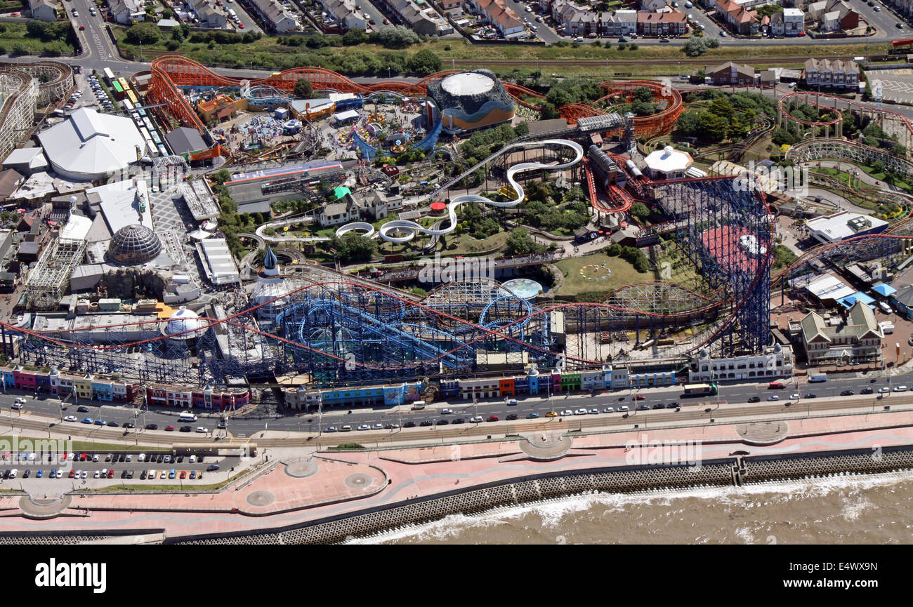 aerial view of Blackpool's Pleasure Beach Stock Photo