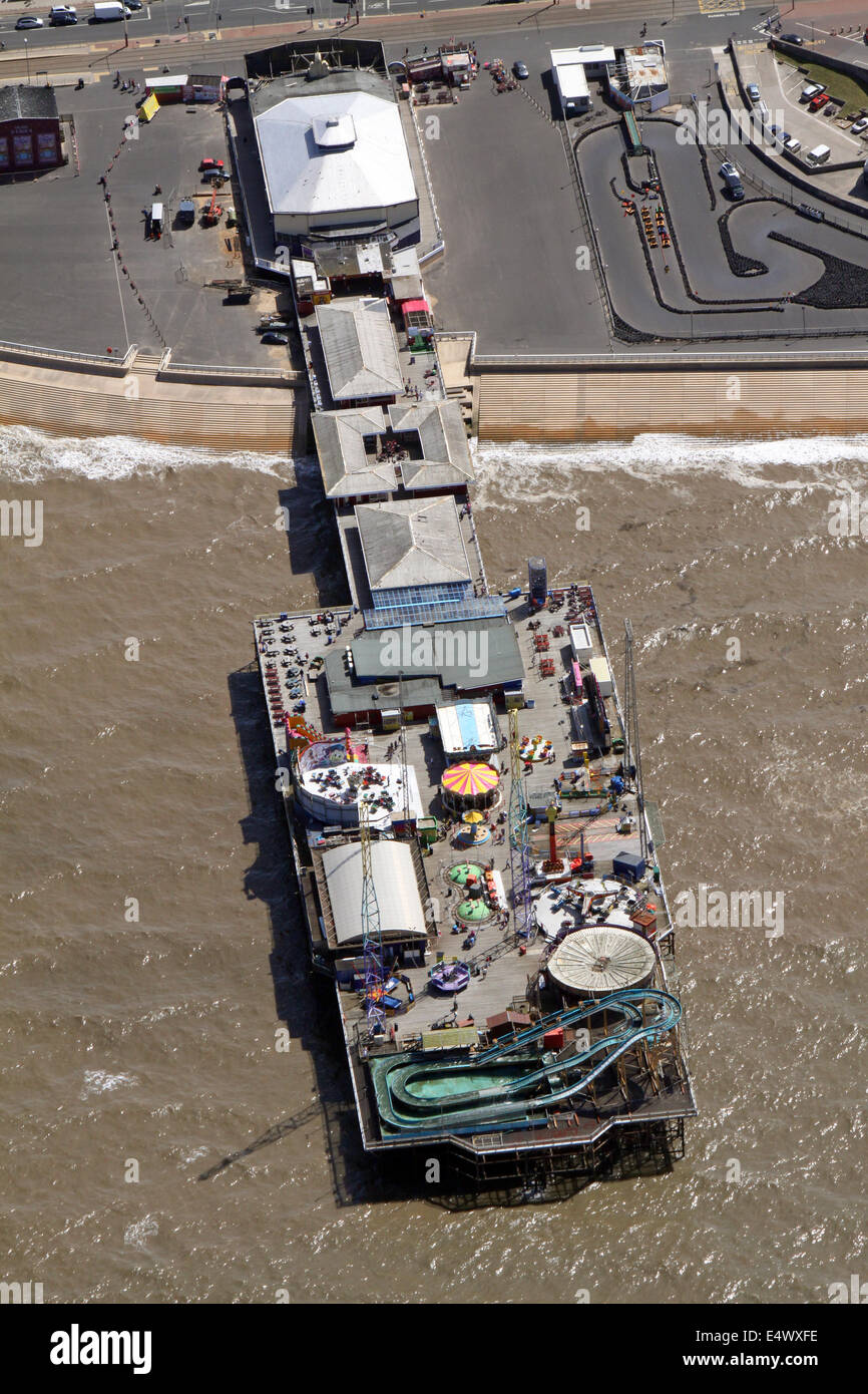 aerial view of Blackpool's South Pier Stock Photo