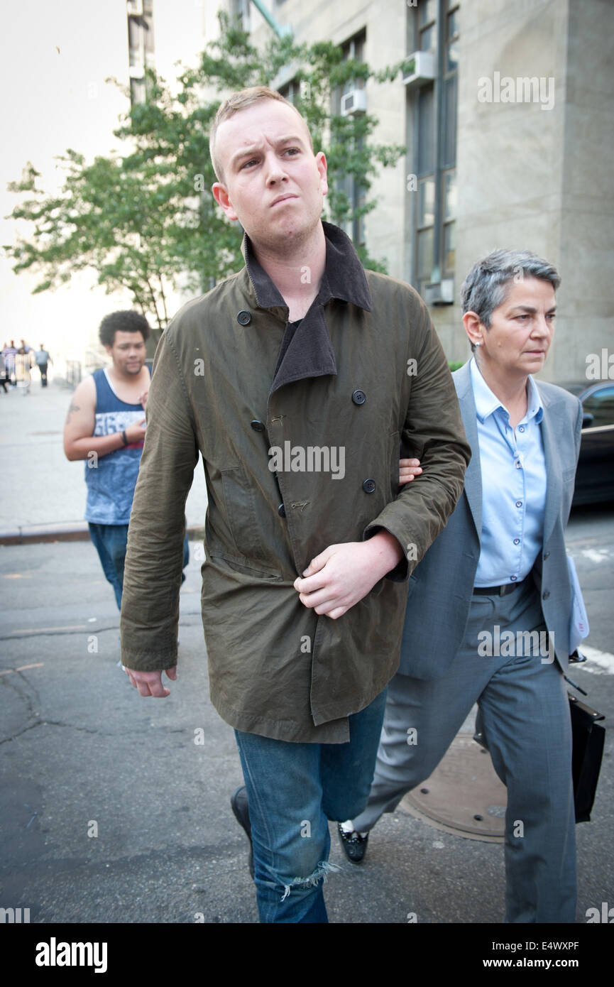 Manhattan, New York, USA. 16th July, 2014. KEVIN MCENROE, son of tennis player John McEnroe and actress Tatum O'Neal leaves Manhattan Criminal Court following his arraignment on charges of drug possession, Wednesday, July 16, 2014. Credit:  Bryan Smith/ZUMA Wire/Alamy Live News Stock Photo