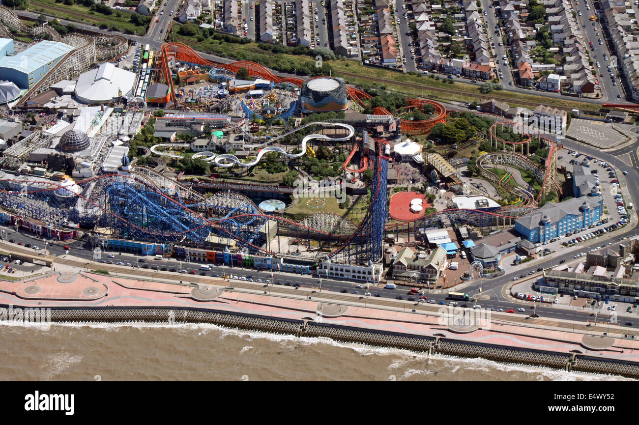 aerial view of Blackpool's Pleasure Beach Stock Photo