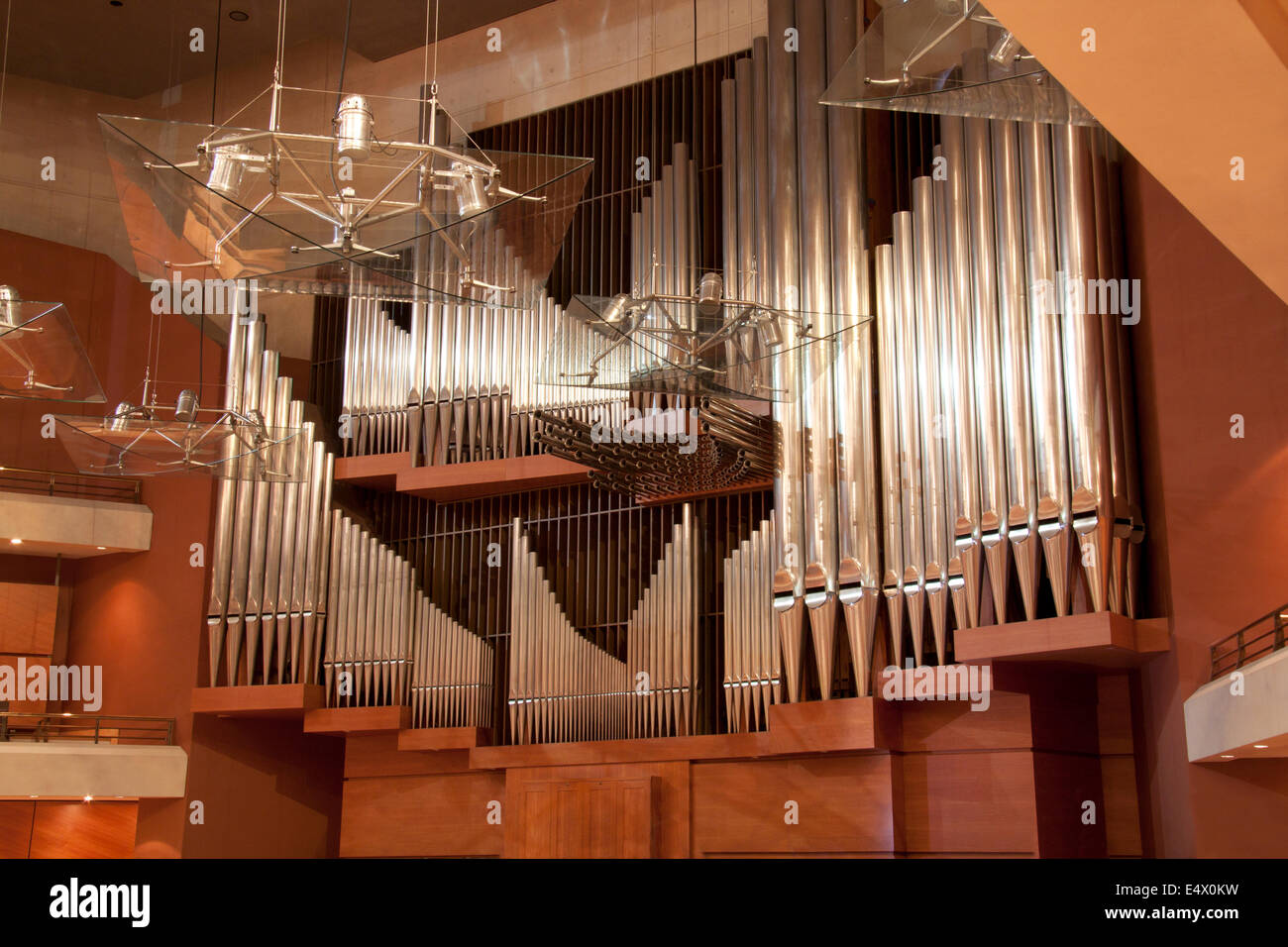 Organ pipes at the Bridgewater Hall concert venue in Manchester, UK. Stock Photo