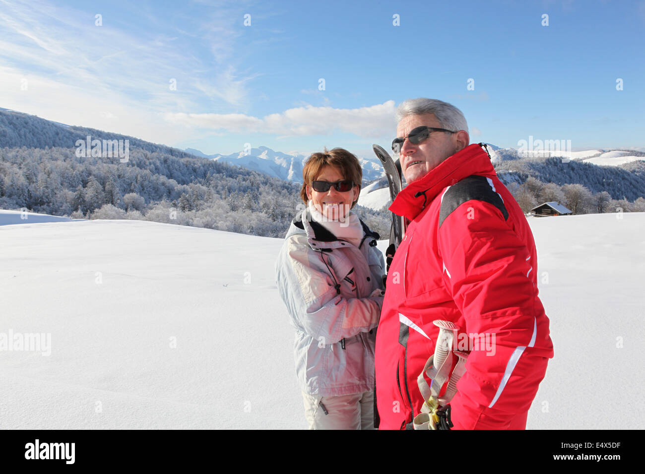 Couple in the snow Stock Photo