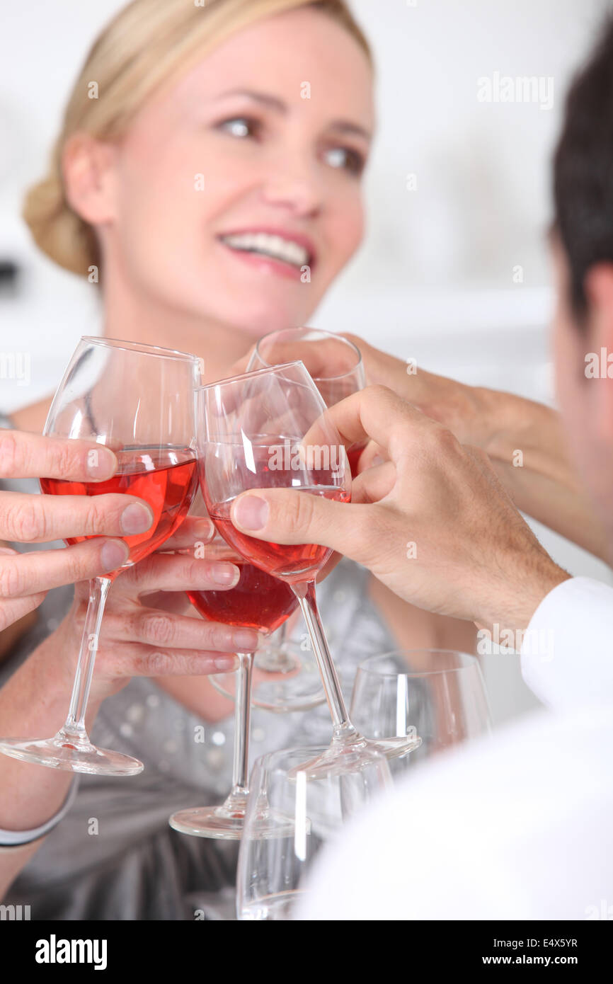 Toast with wine glasses Stock Photo Alamy
