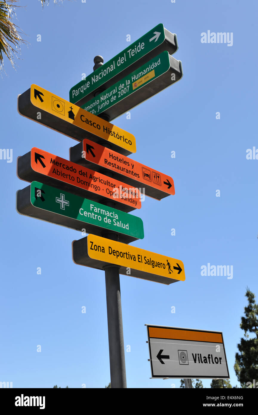 Direction signs, Tenerife Stock Photo