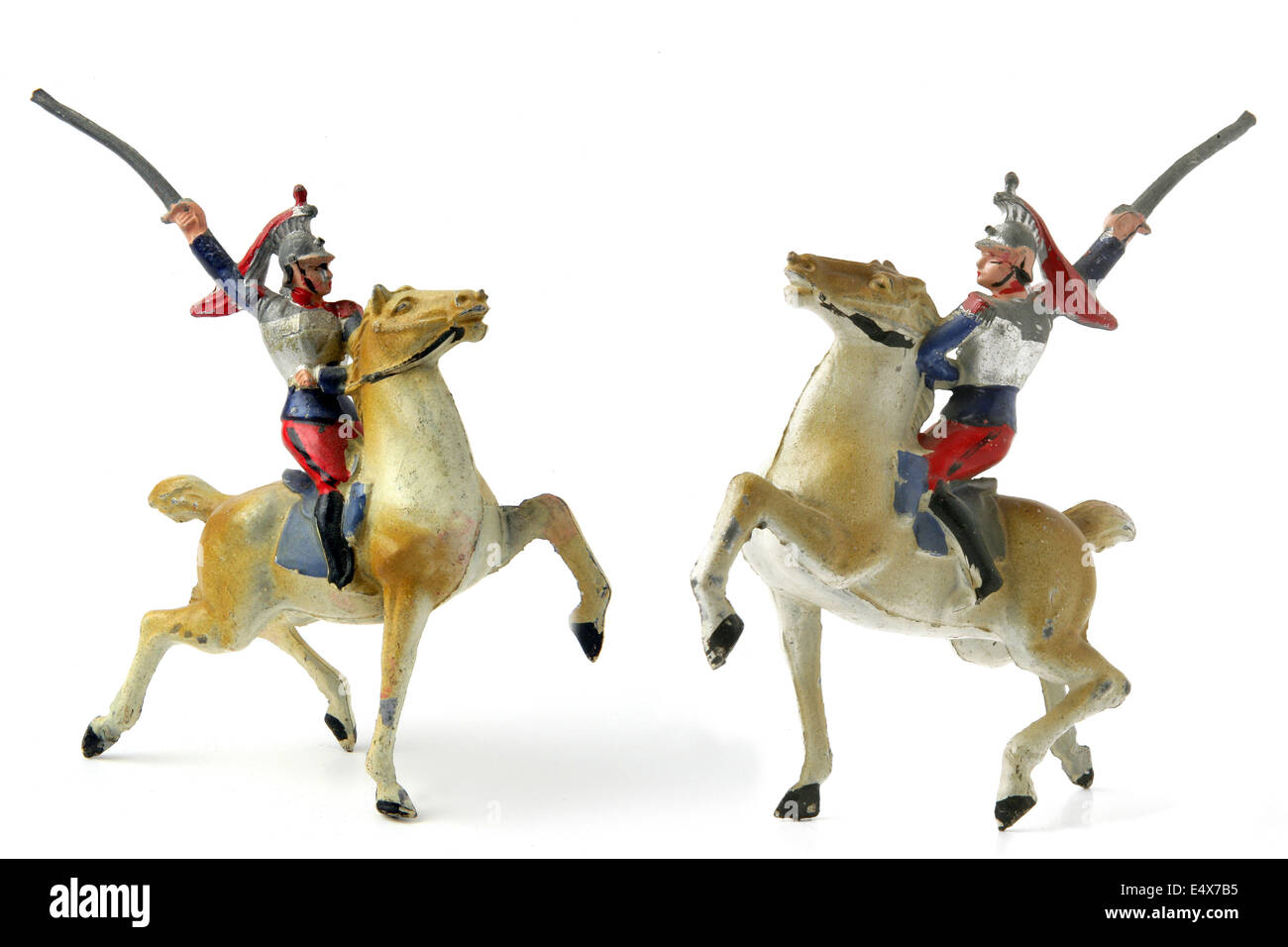 Toy knights on horses Stock Photo