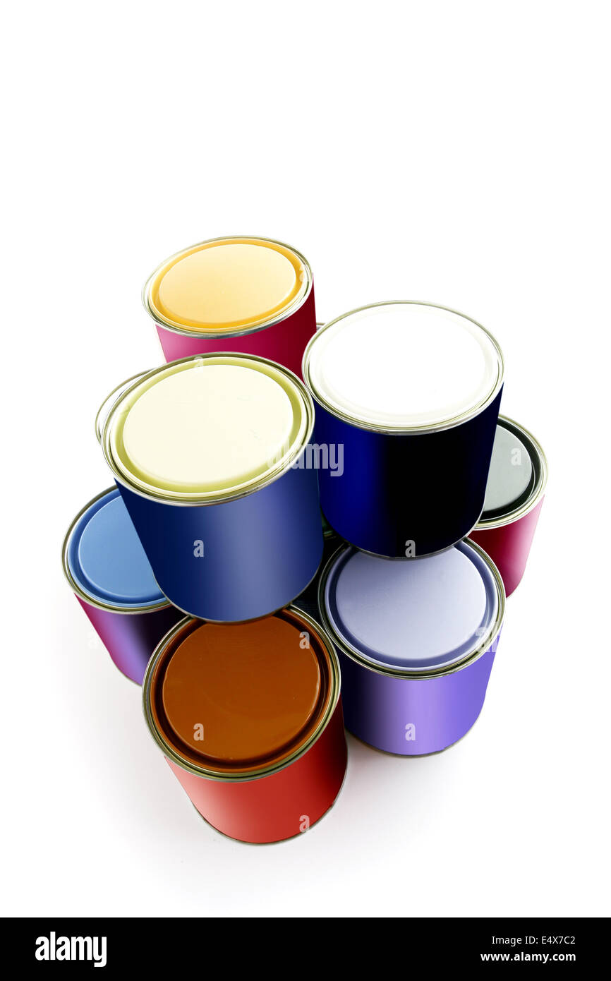 Selection of paint tins Stock Photo Alamy