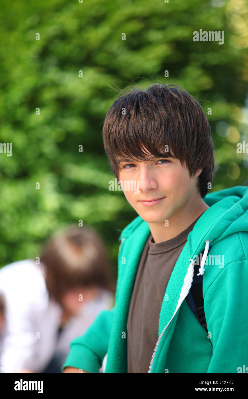 Portrait of teenager wearing hoodie Stock Photo