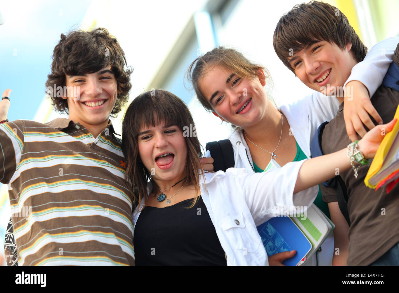 Small group of teenage friends Stock Photo Alamy