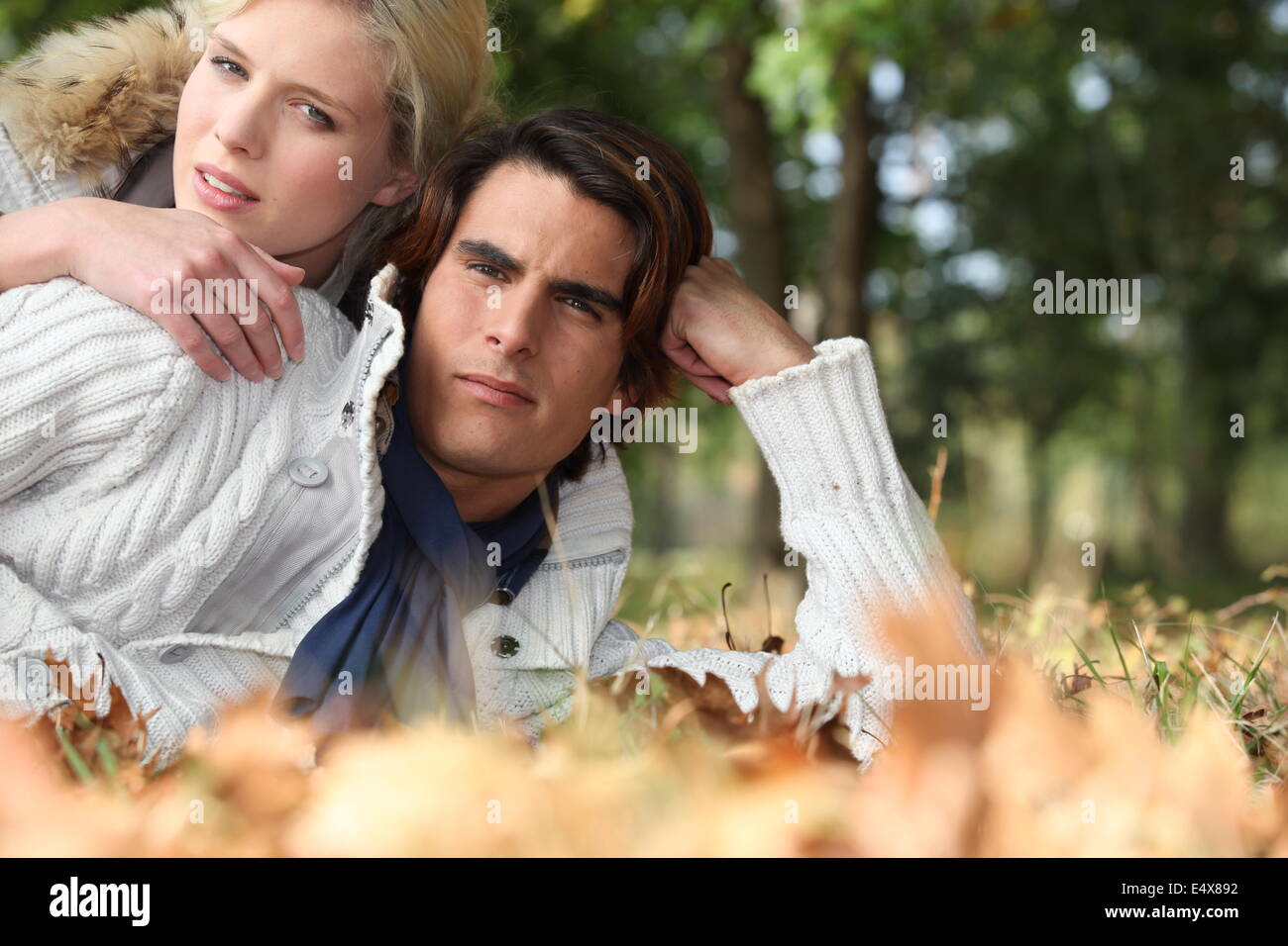Couple in the woods Stock Photo - Alamy