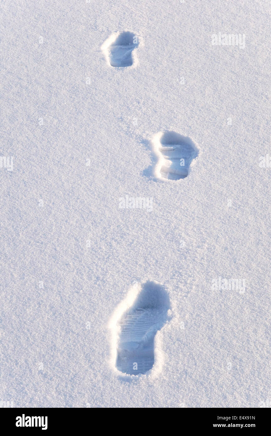 footprints in the snow Stock Photo