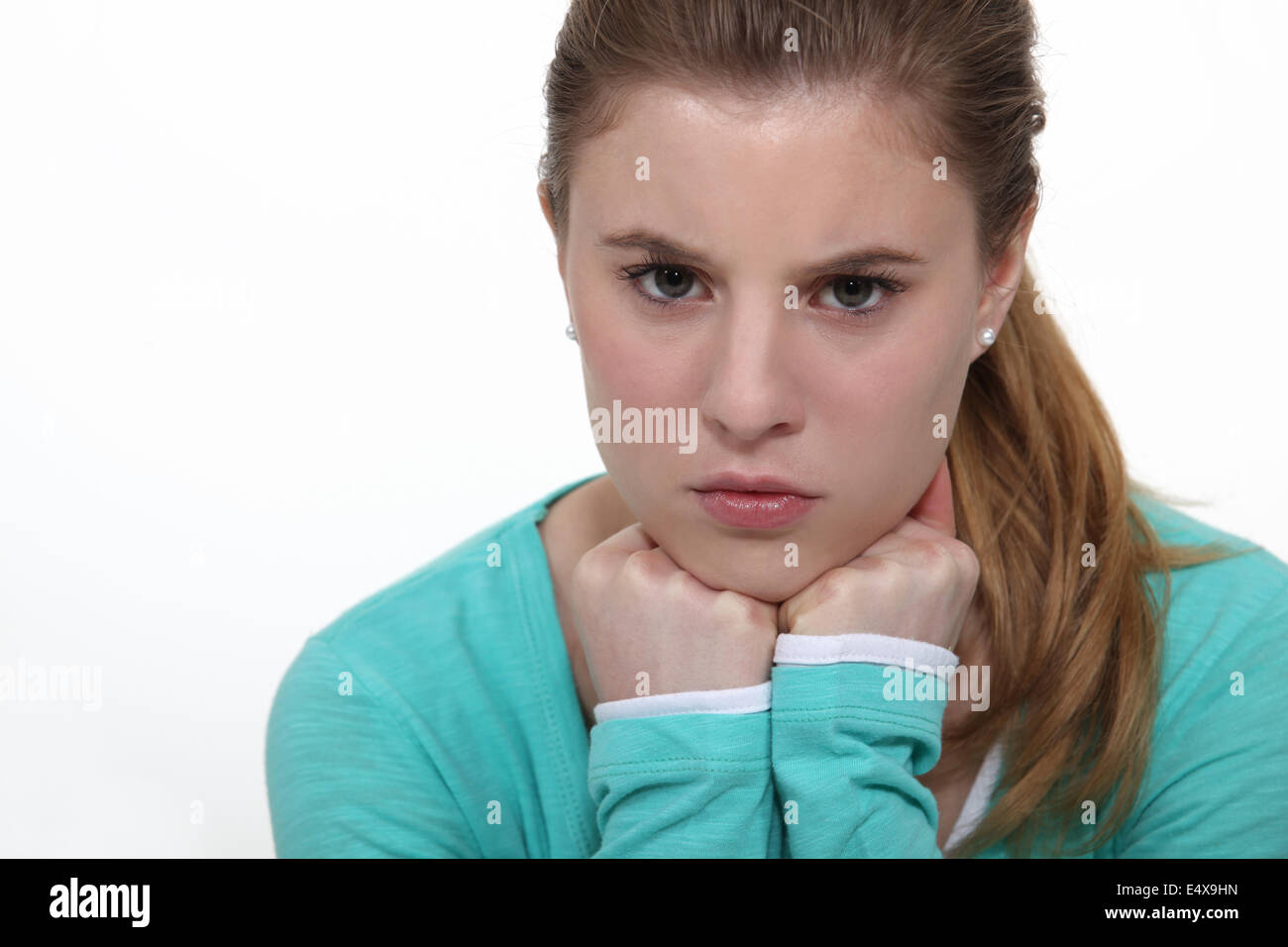 Angst ridden teenage girl Stock Photo