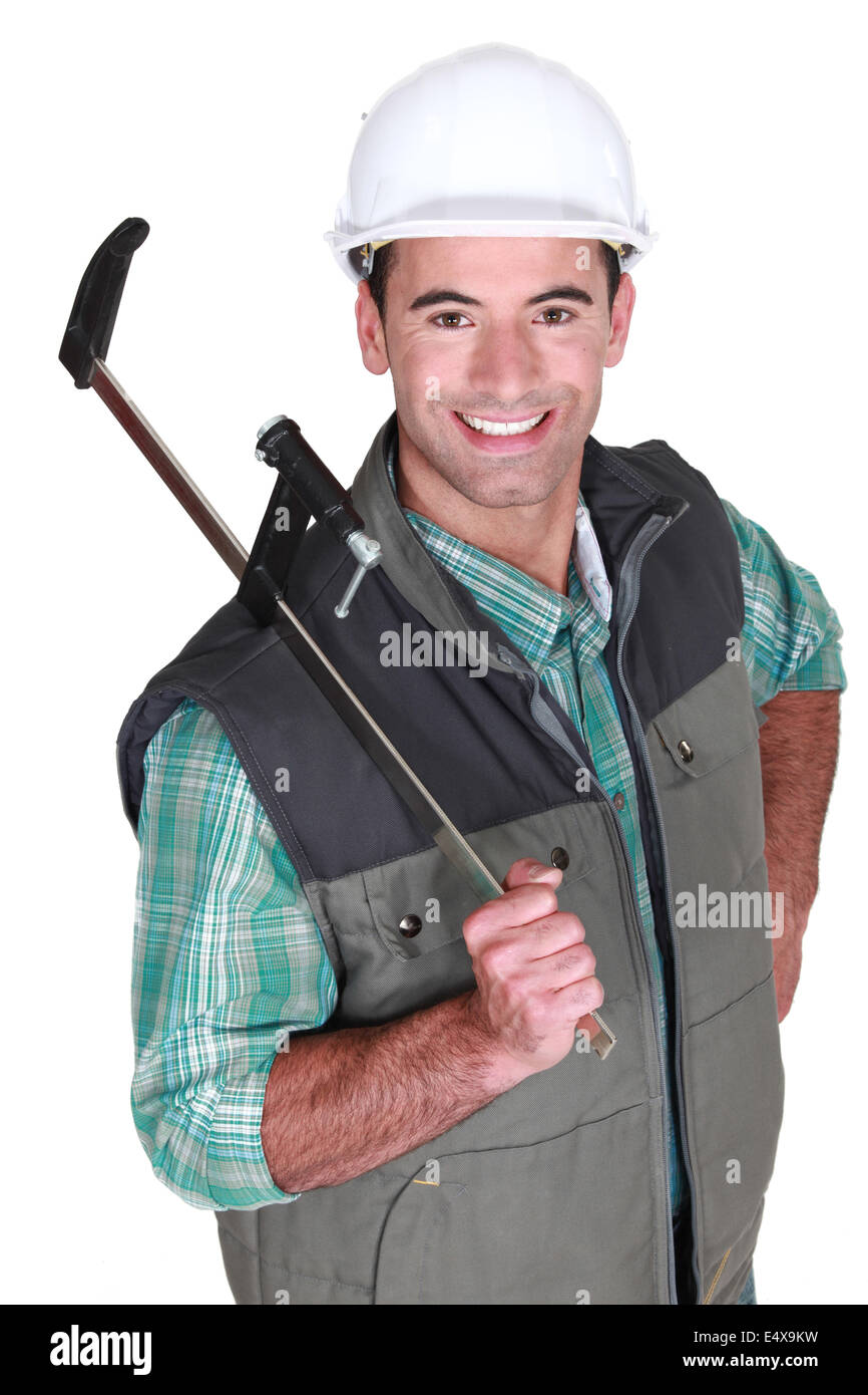 Man holding calipers Stock Photo Alamy