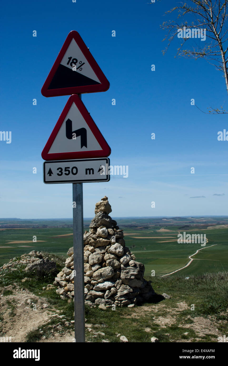 Steep hill on the Great walk of Saint James, Jakobsweg, Camino de Santiago, Spain, España, Spanien Stock Photo