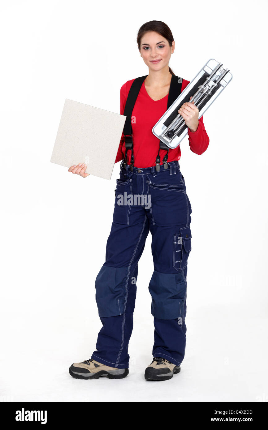 Portrait of a tile fitter Stock Photo