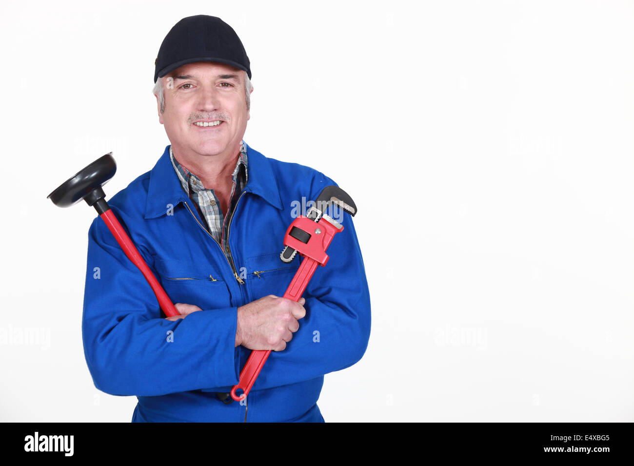 plumber ready to unclog a sink Stock Photo Alamy
