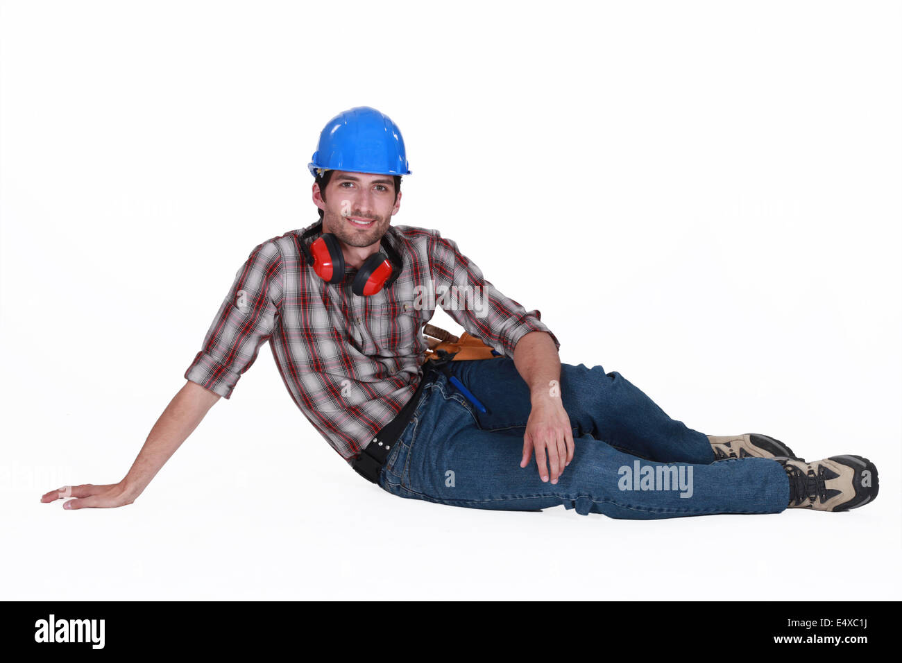 Tradesman taking a break Stock Photo