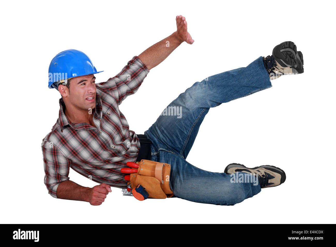 Construction worker in an accident Stock Photo