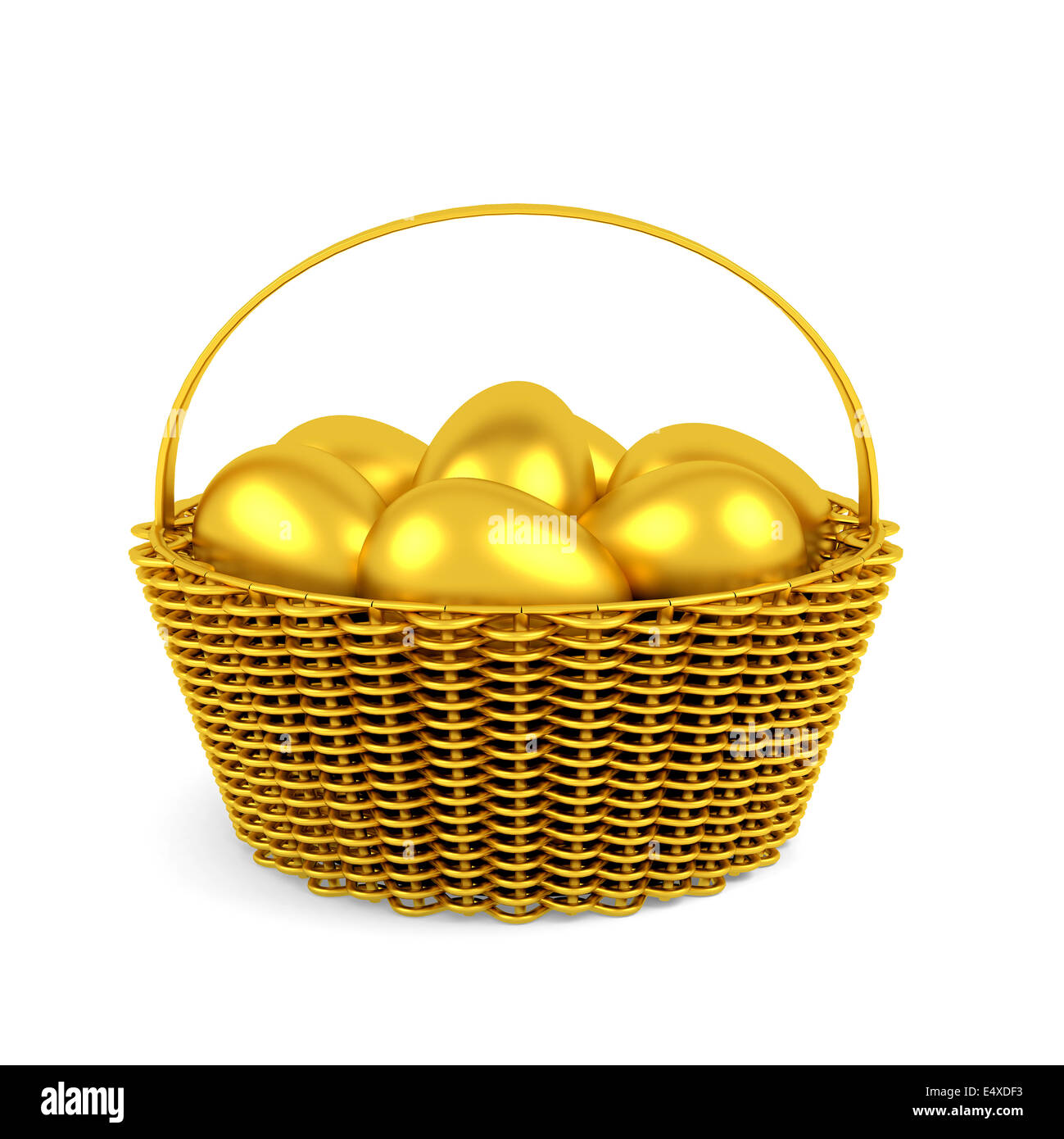 golden easter eggs in basket isolated Stock Photo - Alamy