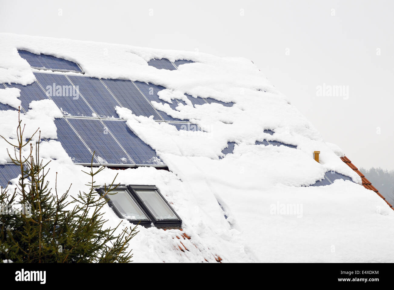 Solar roof in winter Stock Photo