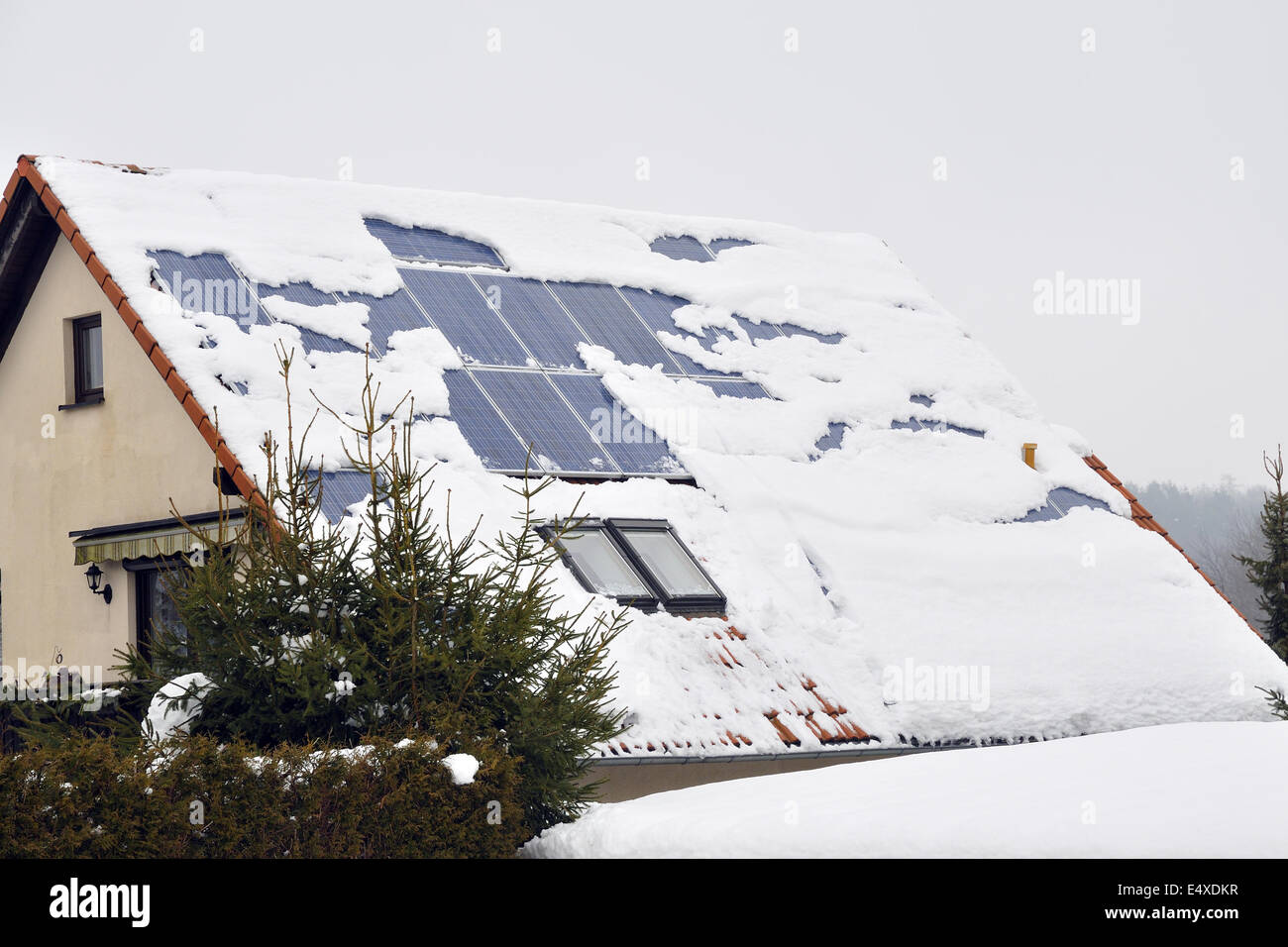 Solar roof in winter Stock Photo