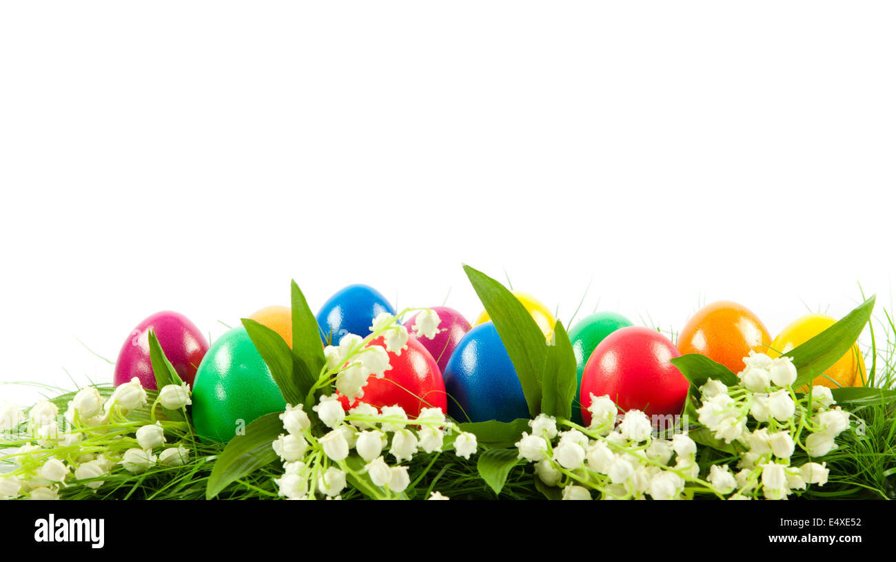 Easter eggs in Fresh Green Grass Stock Photo - Alamy