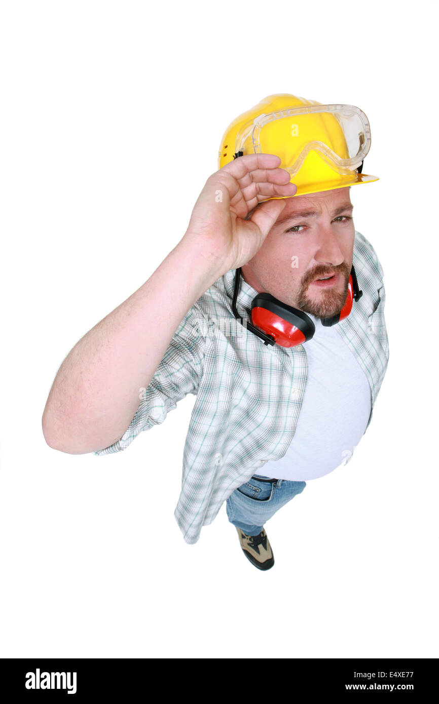 Tradesman in a photo studio Stock Photo