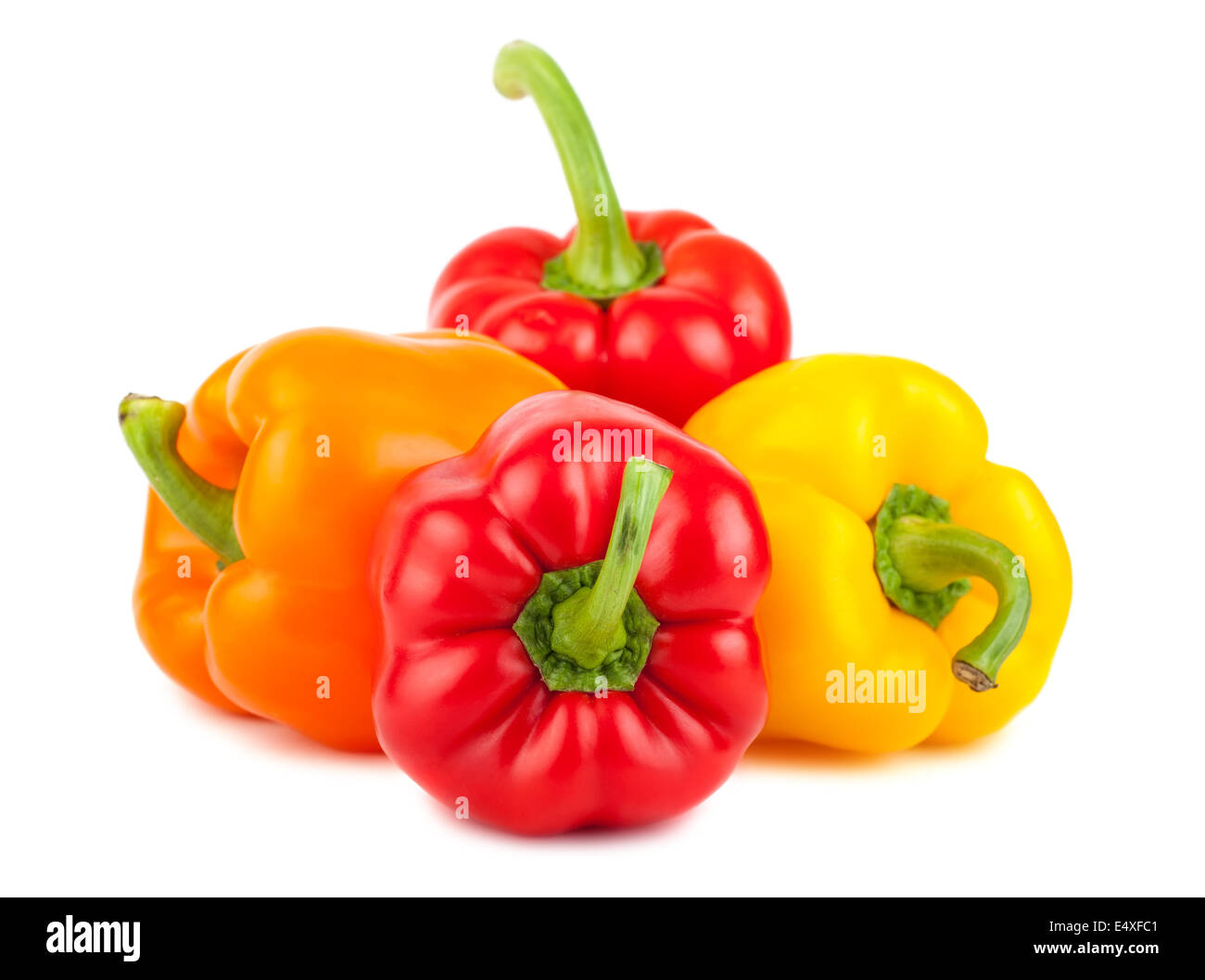 Red, yellow and orange peppers Stock Photo