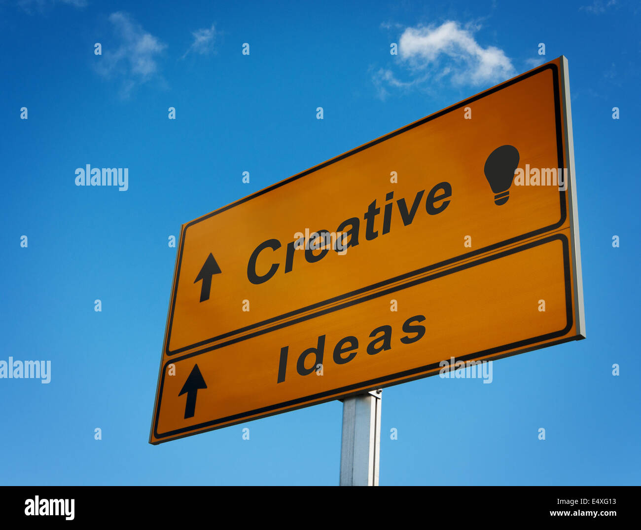 Road sign creative ideas. Stock Photo