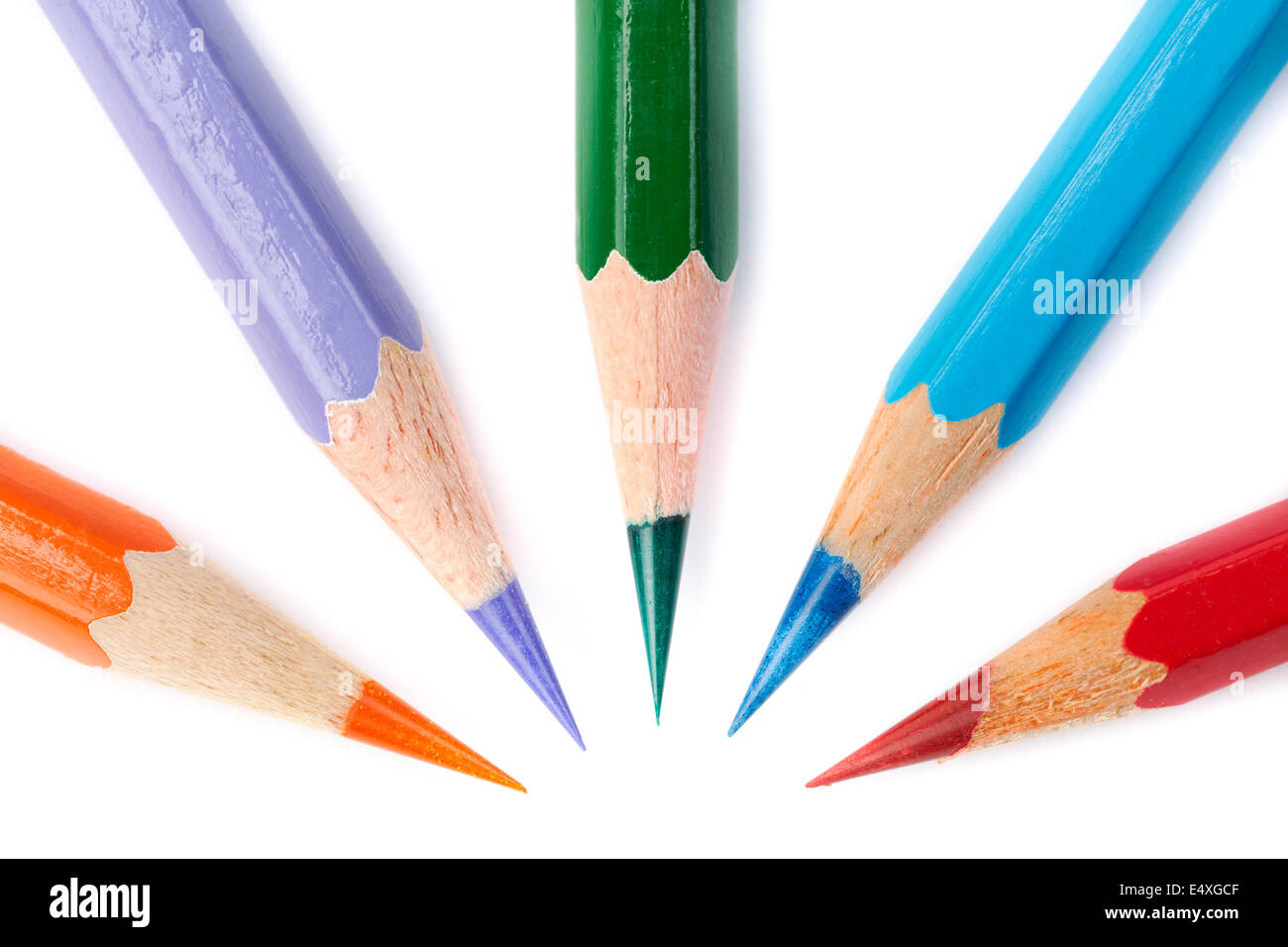 Five colour pencils Stock Photo
