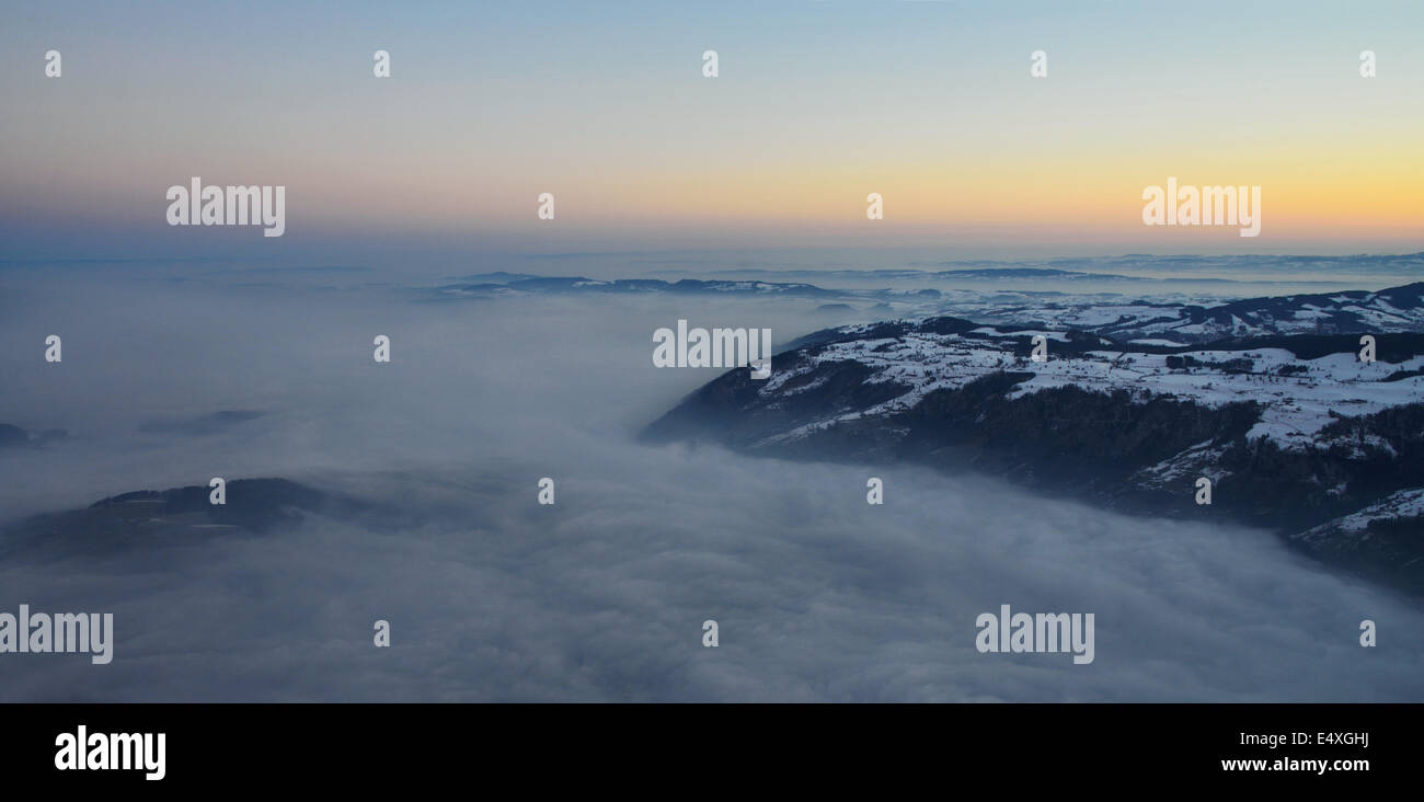 morning sunrise at top of Rigi-Kulm Stock Photo