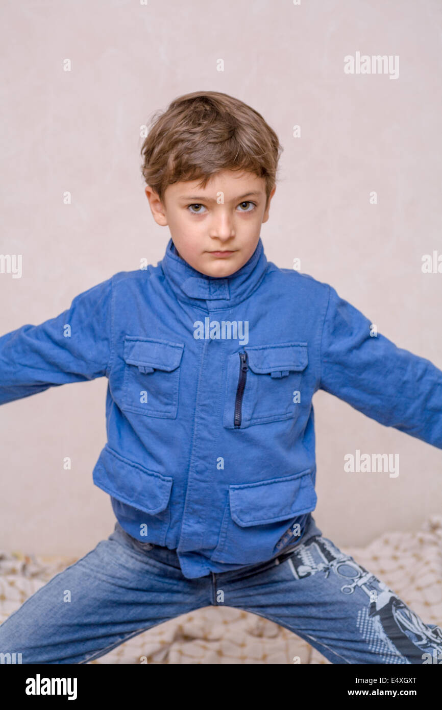 little boy making faces Stock Photo