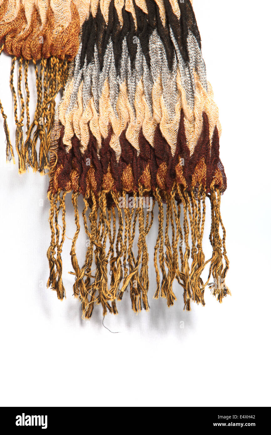 Warm soft winter scarf with tassels Stock Photo