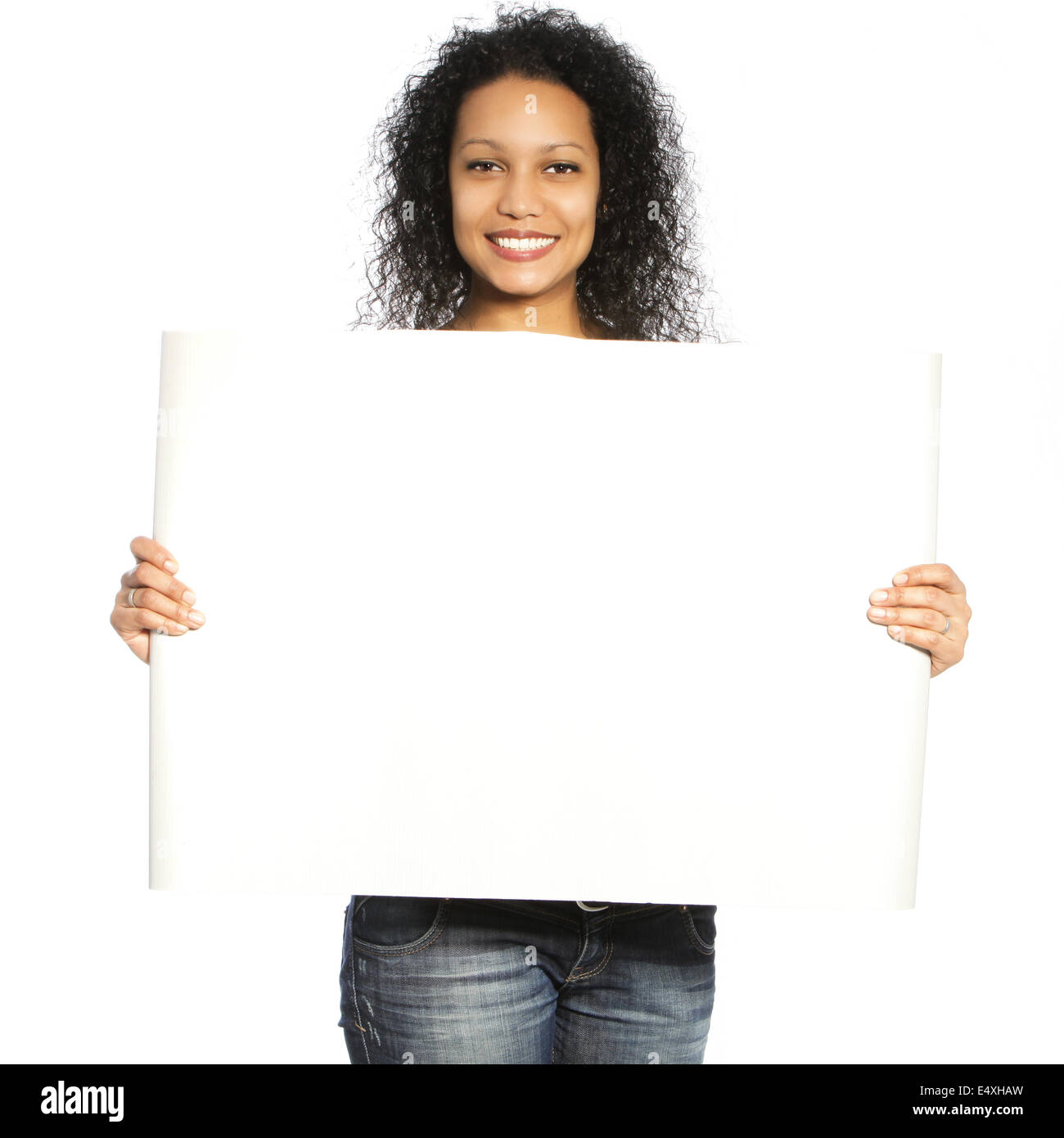 Woman with banner Stock Photo