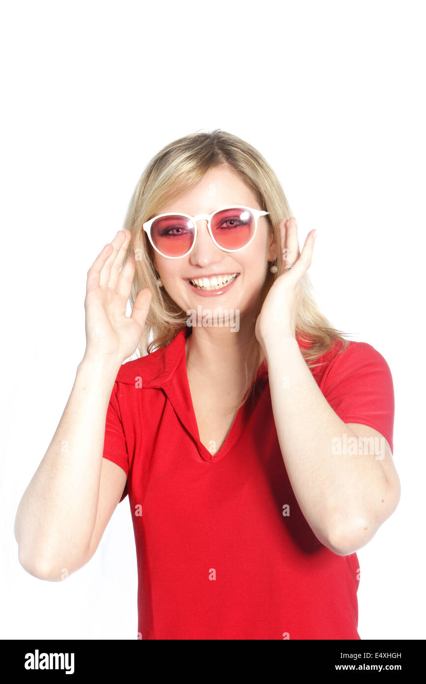 Woman in red top looks hi-res stock photography and images - Alamy