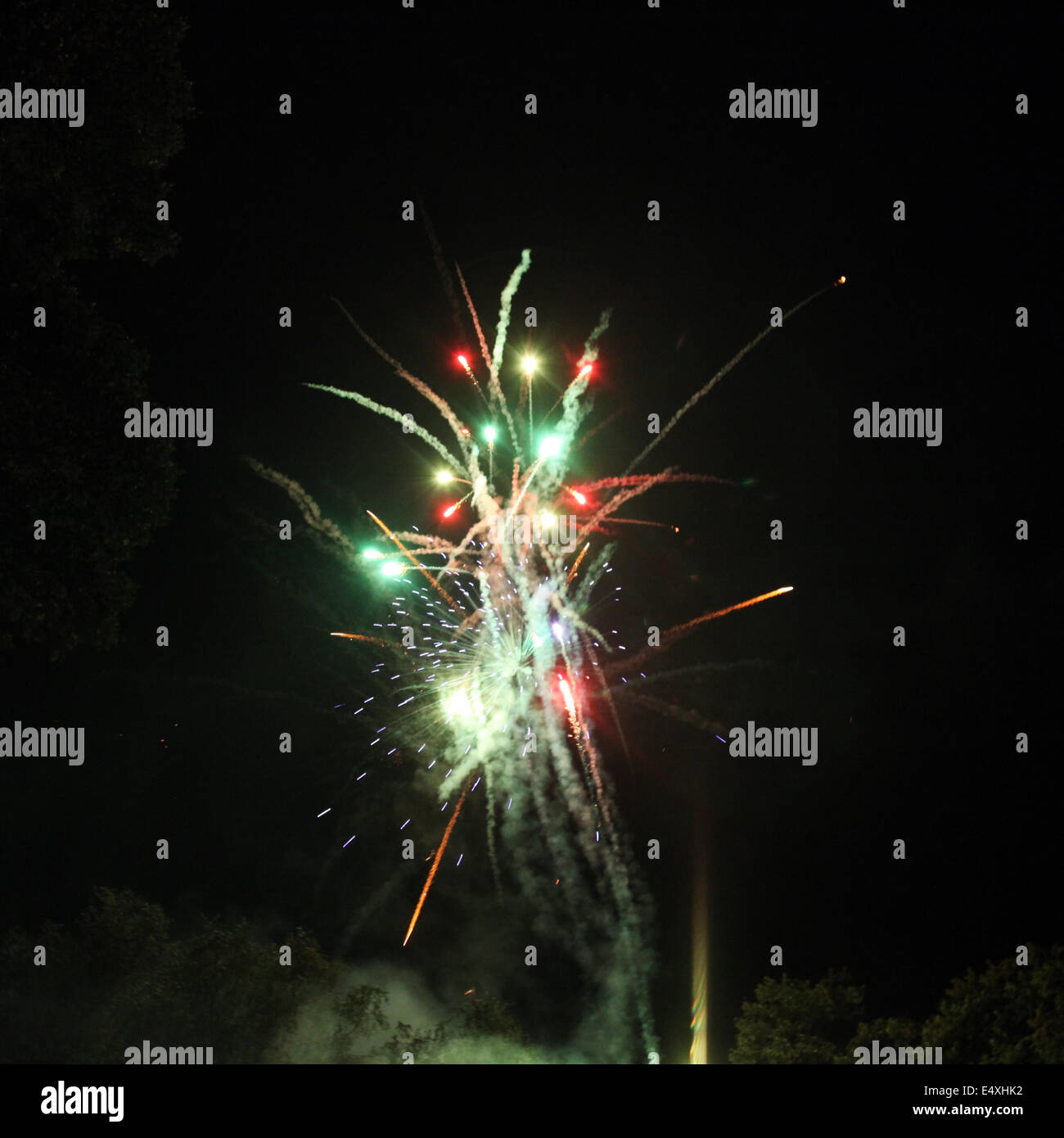 Colorful festive fireworks display Stock Photo