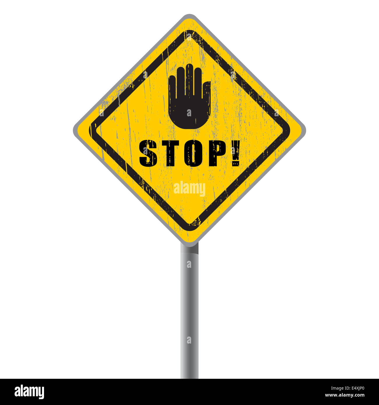 Stop scratched road sign. Stock Photo