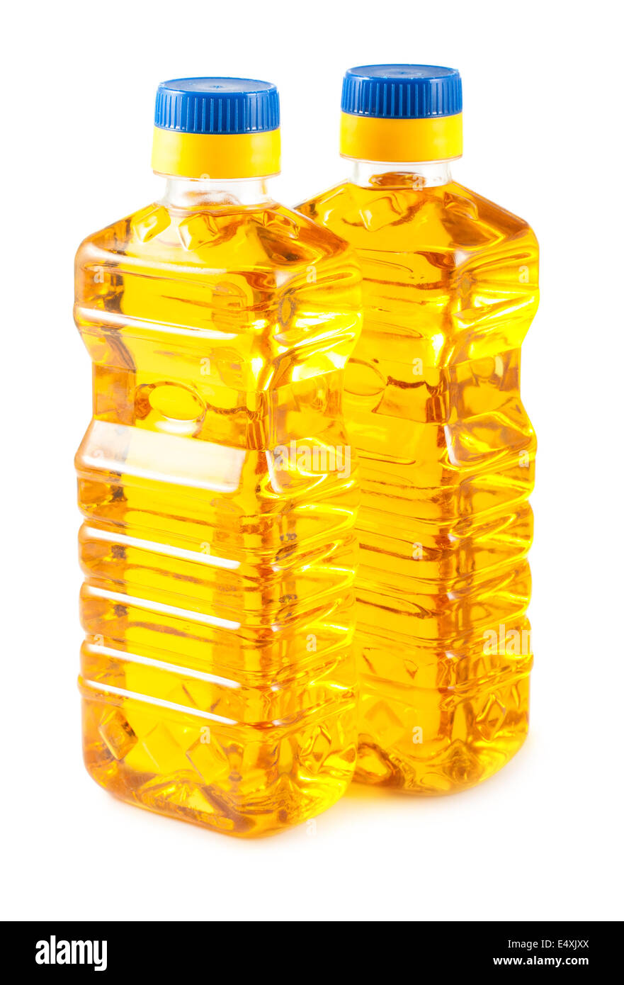 Two plastic bottles of oil Stock Photo Alamy