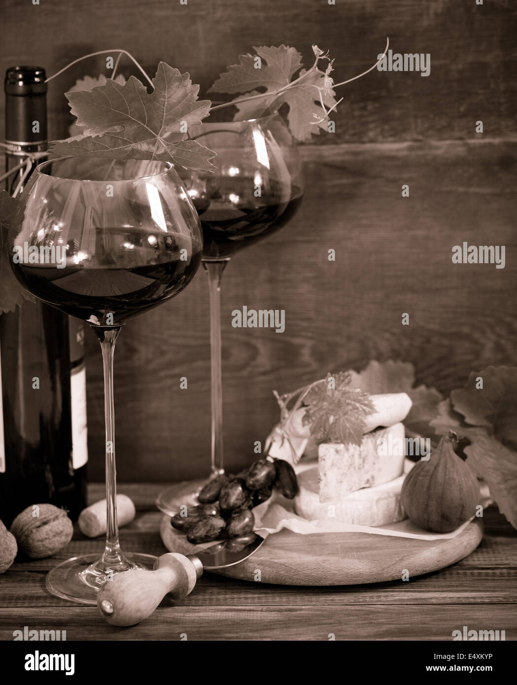 Still life with glasses of red wine Stock Photo - Alamy