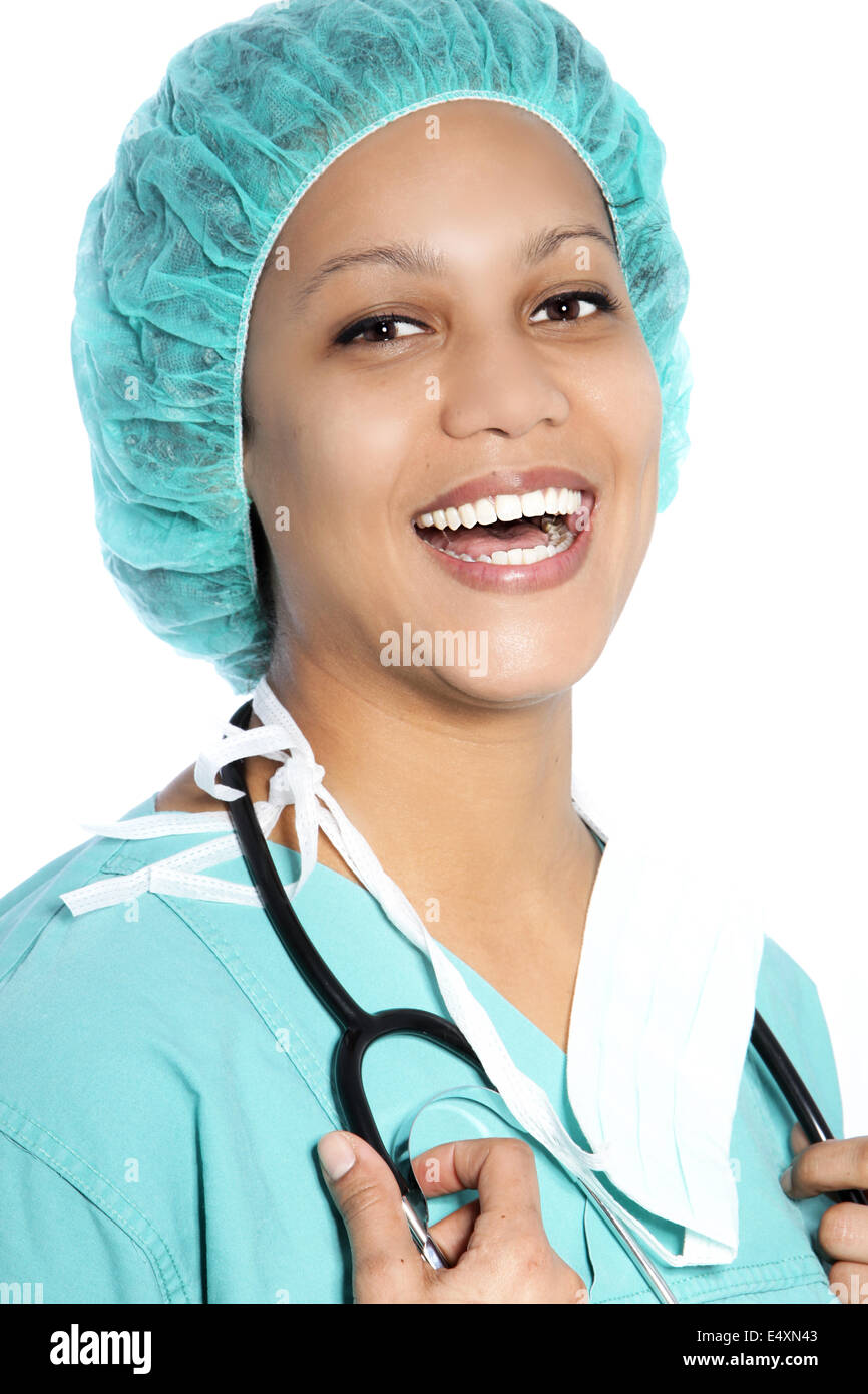 Laughing doctor in a theatre cap Stock Photo