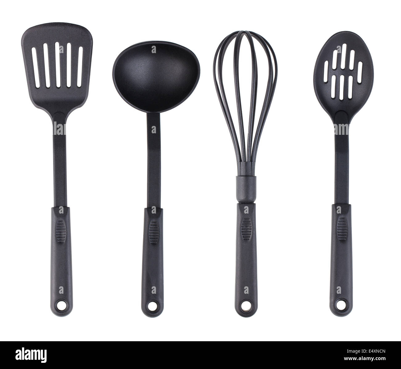 Plastic black kitchenware set Stock Photo