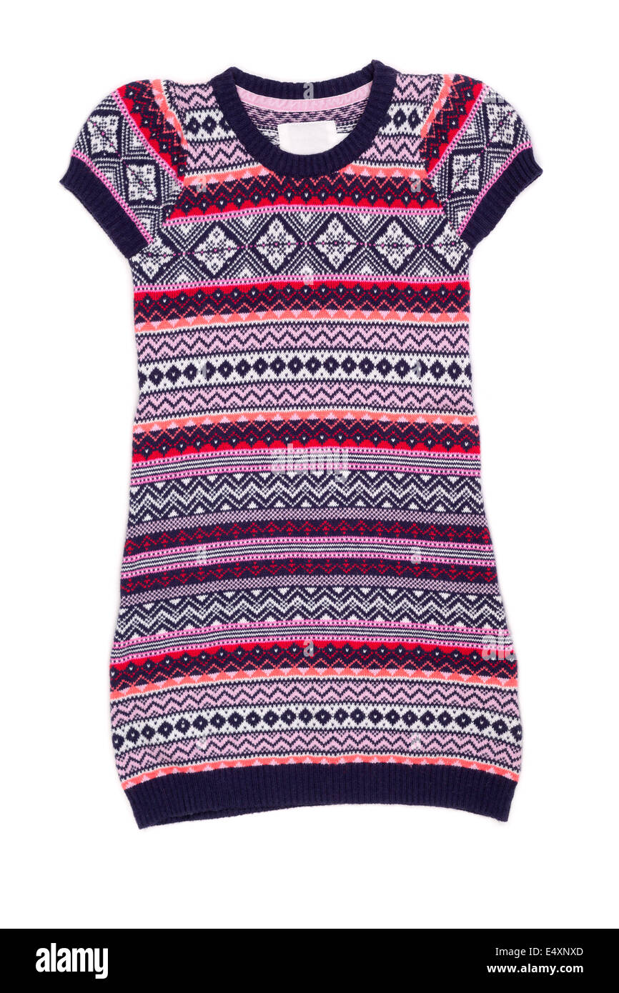 knitted tunic with scandinavian pattern Stock Photo