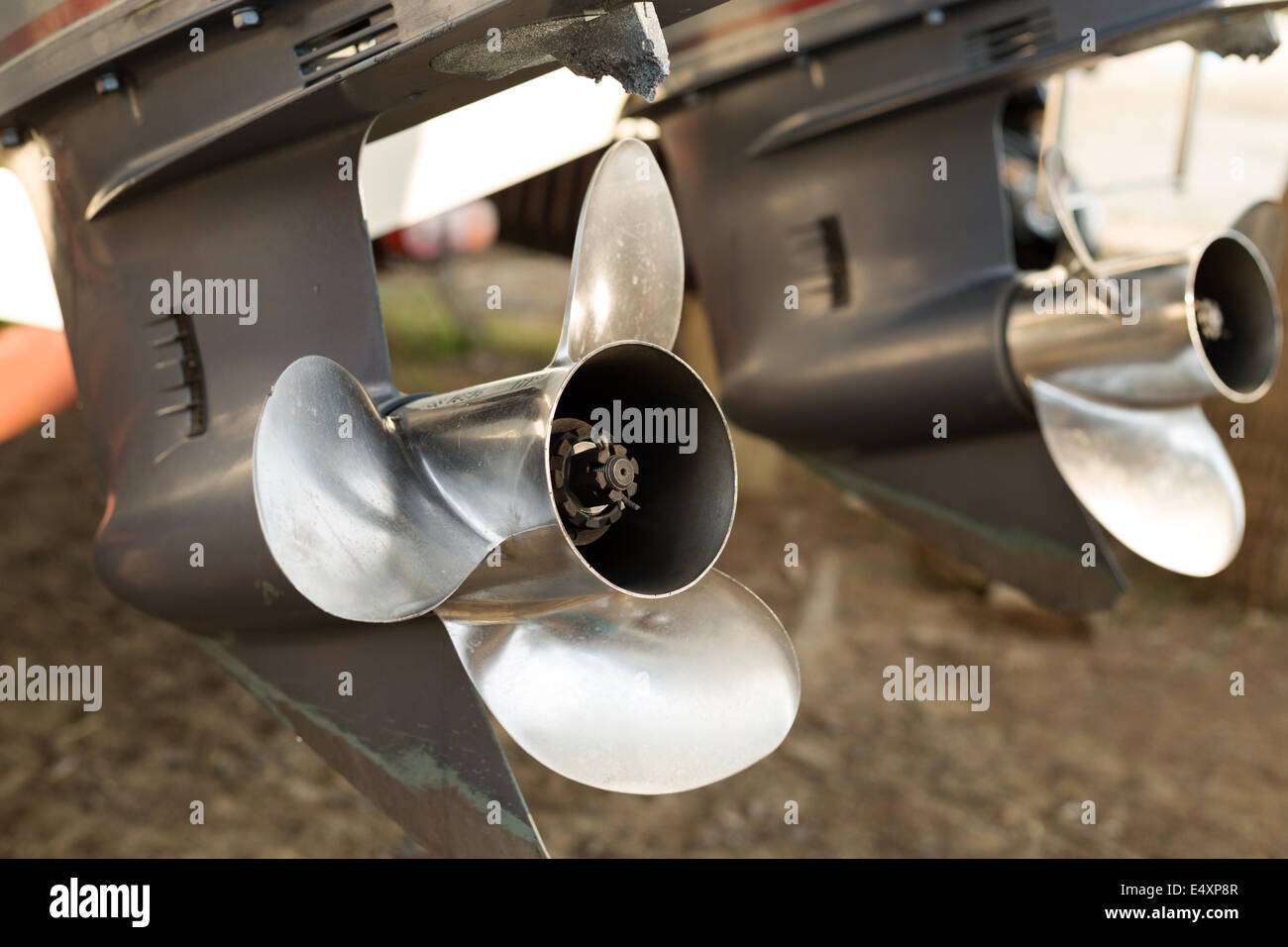 Two outboard boat motors Stock Photo Alamy