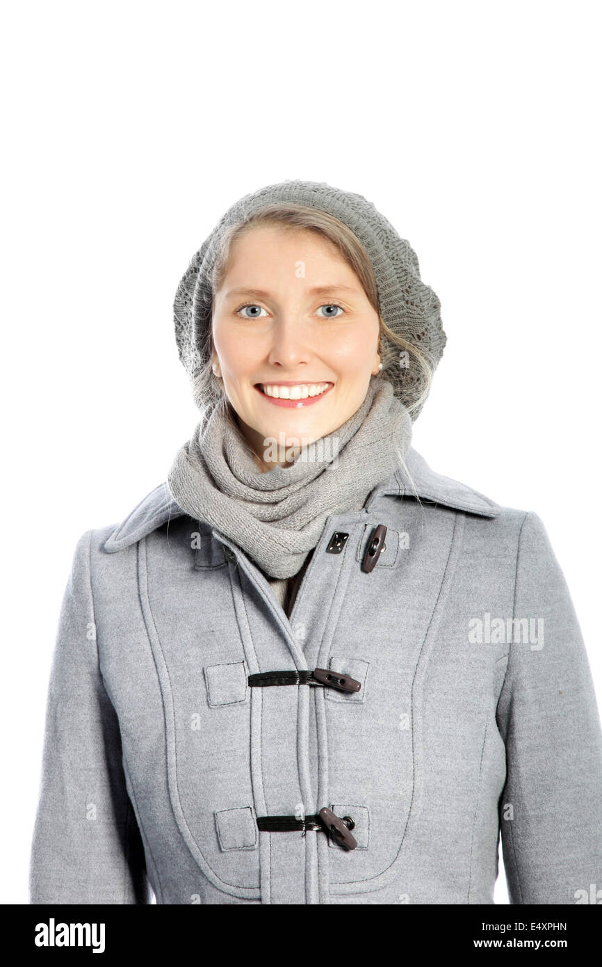 Smiling woman in a winter ensemble Stock Photo