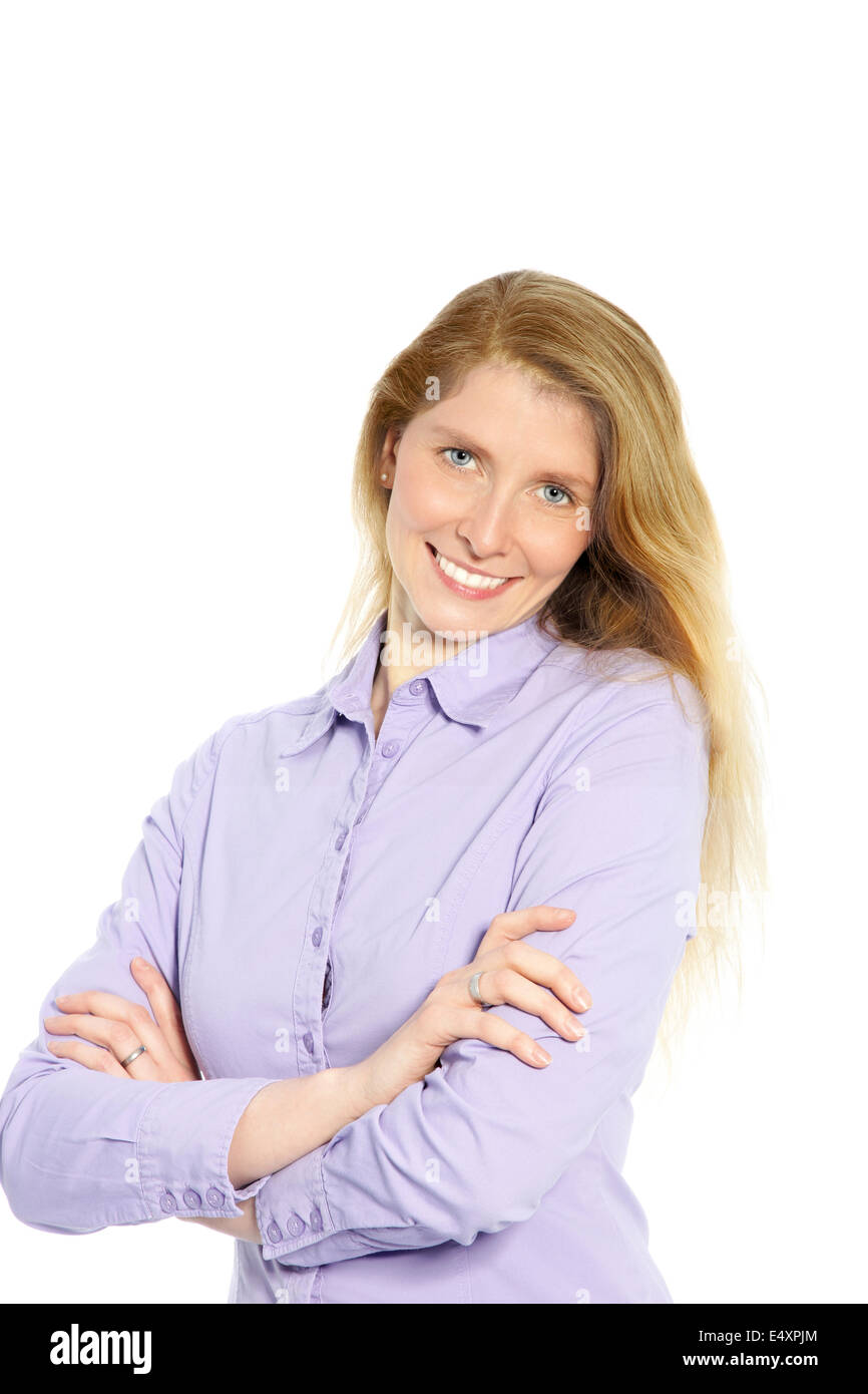 Contented young caucasian woman hi-res stock photography and images - Alamy