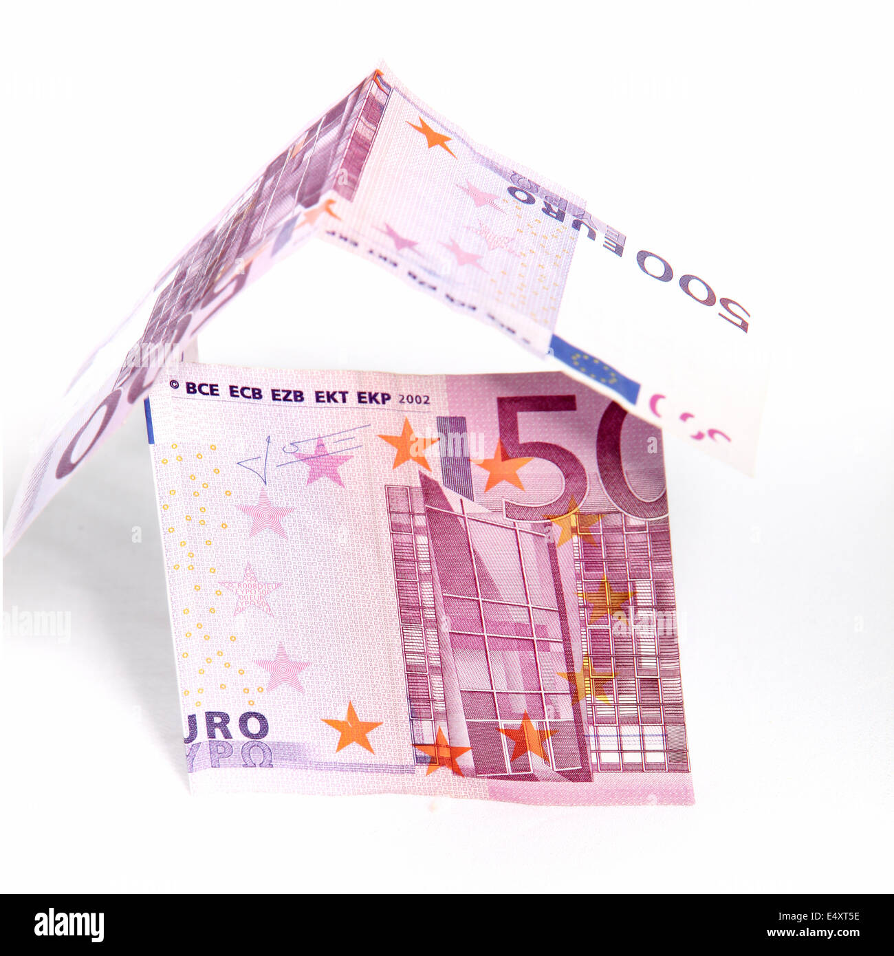 Money house of 500 Euro notes Stock Photo