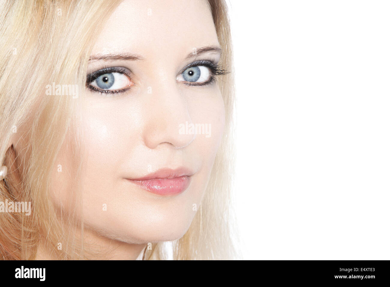 Blue haired woman looking up hi-res stock photography and images - Alamy