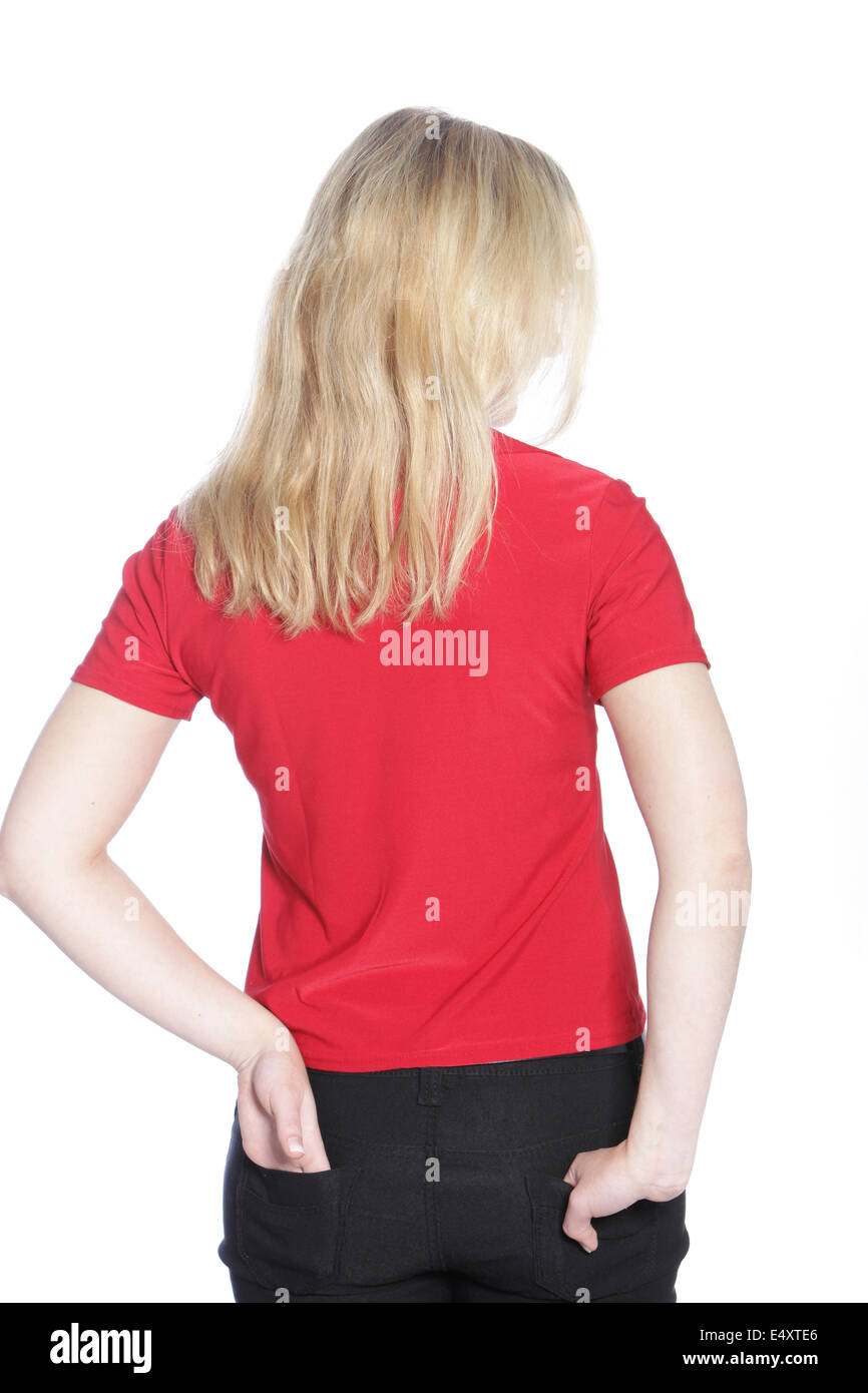 Back view of a young blond woman Stock Photo