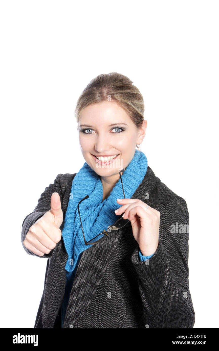 Thumbs up gesture woman in hi-res stock photography and images - Alamy